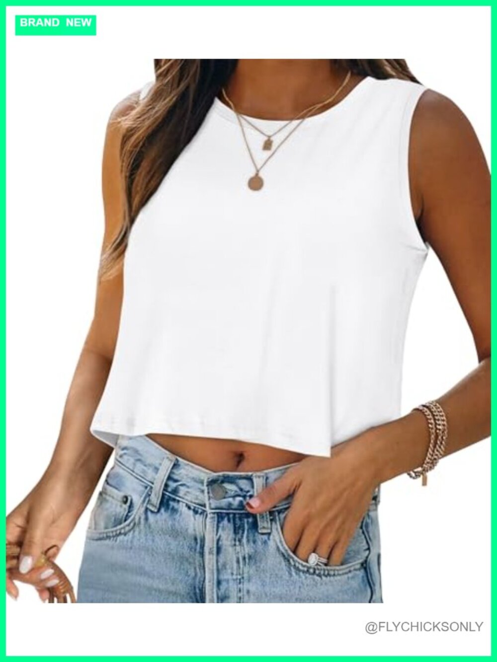 Womens Loose Fit Sleeveless Crop Tank Top Summer Casual Basic Tee